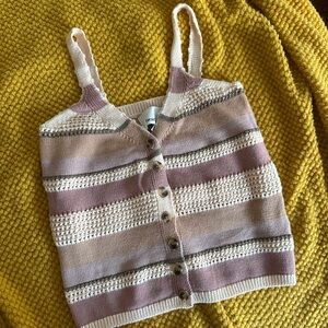 Striped Knit Button-Up Tank Top – Boho Style | Heartloom Sz XS